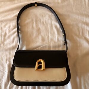 Elegant LAFESTIN Black and Ivory Women’s Vintage Leather Shoulder Bag
